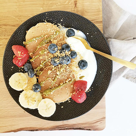 Pancakes à la purée de pistache by biscott_healthy_foodandlife